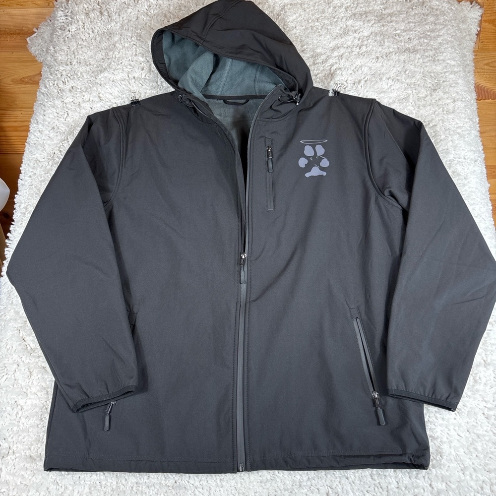 Independent Trading Co Softshell Jacket 2XL Black Hooded Fleece Lined Full Zip